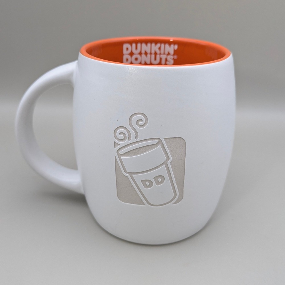 2013 Dunkin' Donuts 14oz White with Logo Orange Interior Coffee Mug